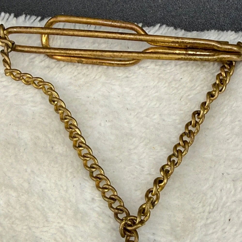 Vintage Boy Scouts Anson Tie Chain Gold Tone Red White Blue Enamel Logo BSA